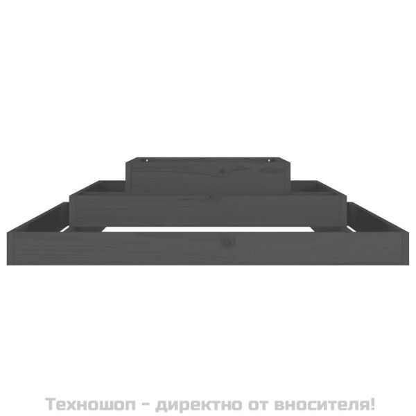 Плантер, сив, 110x110x27 см, борово дърво масив