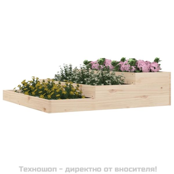 Плантер, 107x107x27 см, борово дърво масив