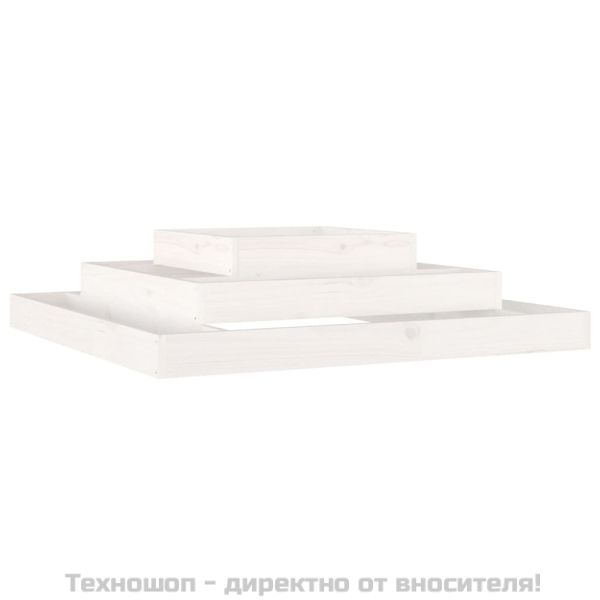 Плантер, бяла, 110x110x27 см, борово дърво масив