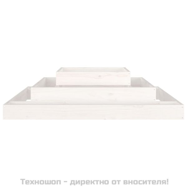 Плантер, бяла, 110x110x27 см, борово дърво масив
