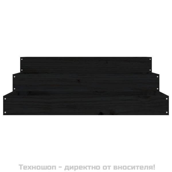 Плантер, черен, 78x78x27 см, борово дърво масив