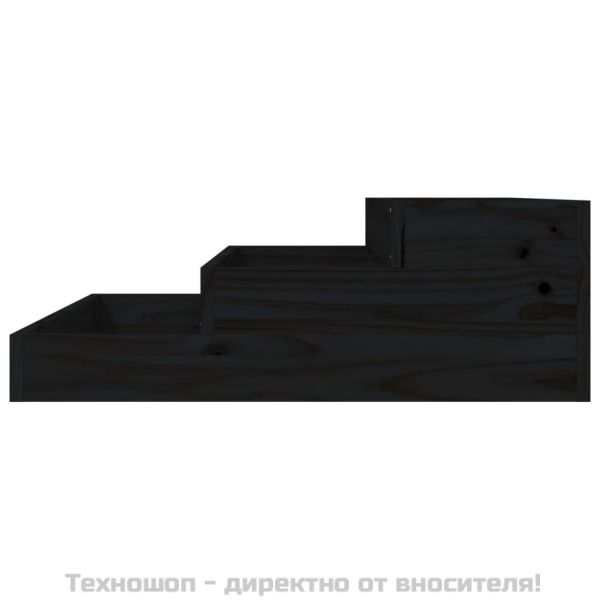 Плантер, черен, 78x78x27 см, борово дърво масив