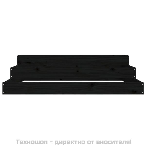 Плантер, черен, 107x107x27 см, борово дърво масив