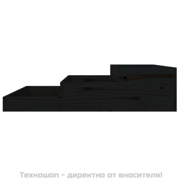Плантер, черен, 107x107x27 см, борово дърво масив