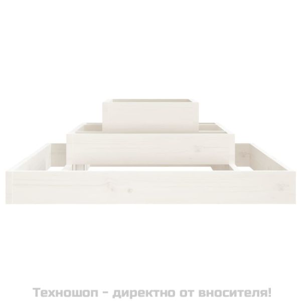 Плантер, бяла, 80x80x27 см, борово дърво масив