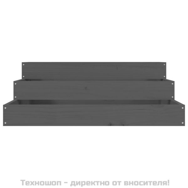 Плантер, сив, 78x78x27 см, борово дърво масив