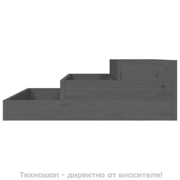 Плантер, сив, 78x78x27 см, борово дърво масив
