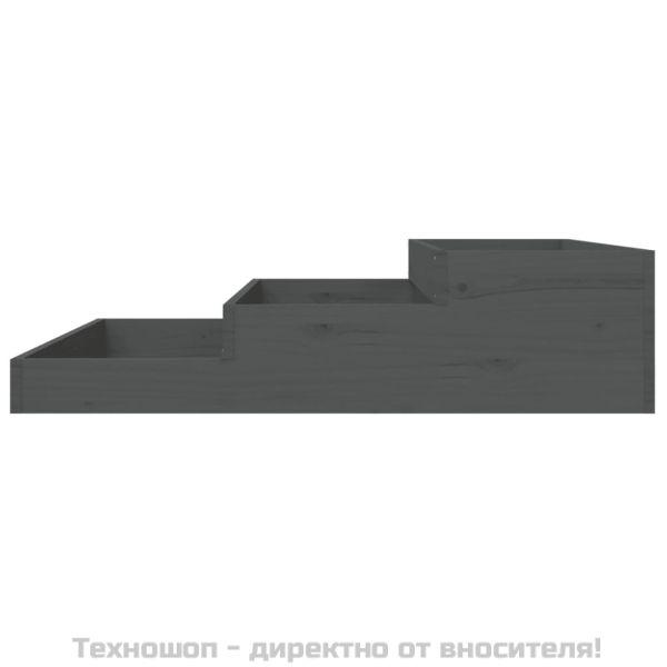 Плантер, сив, 107x107x27 см, борово дърво масив