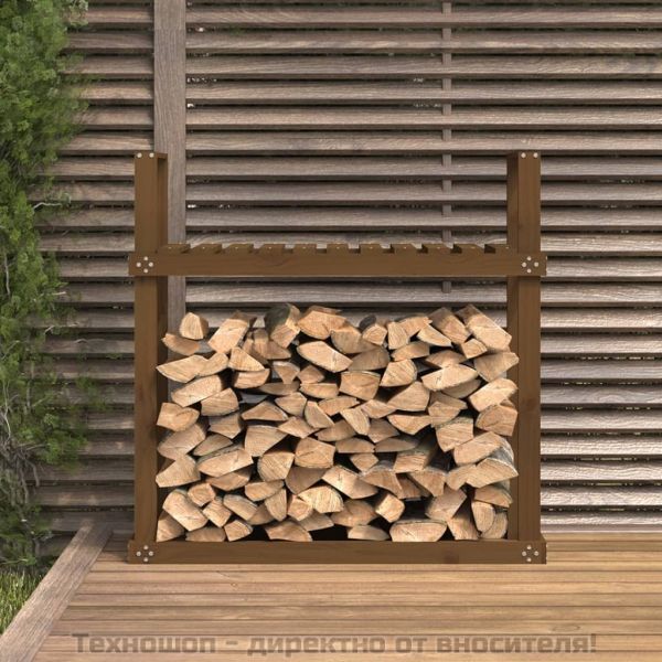 Поставка дърва за огрев меденокафява 110x35x108,5 см бор масив