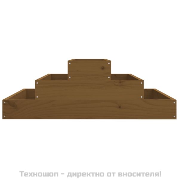 Плантер, меденокафяв, 80x80x27 см, борово дърво масив