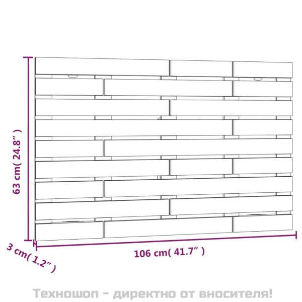 Стенна табла за спалня, черна, 106x3x63 см, борово дърво масив