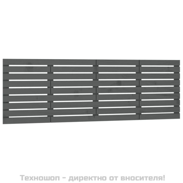 Стенна табла за спалня, сива, 206x3x63 см, борово дърво масив
