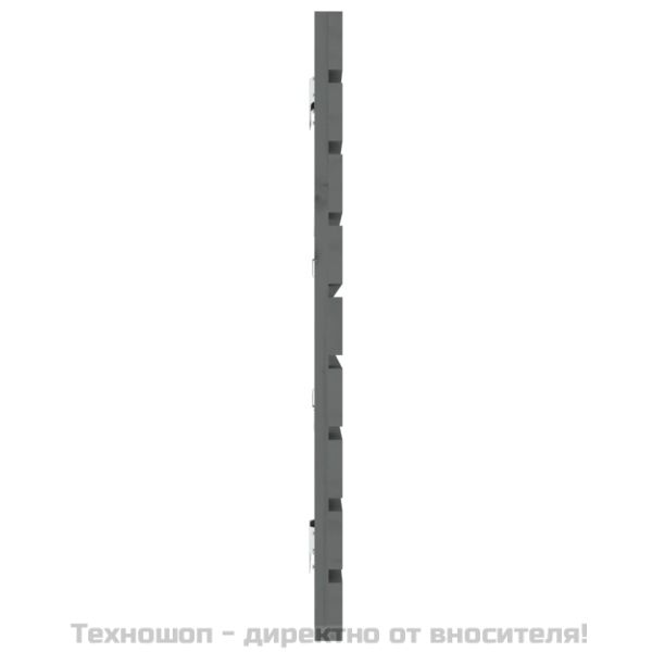 Стенна табла за спалня, сива, 206x3x63 см, борово дърво масив