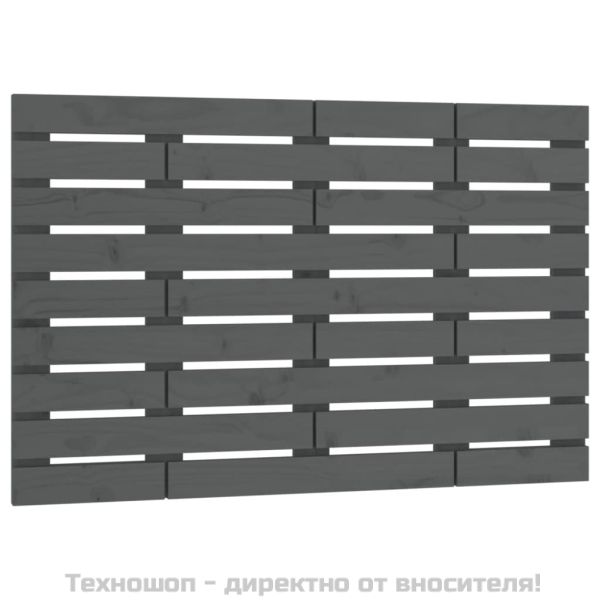 Стенна табла за спалня, сива, 106x3x63 см, борово дърво масив
