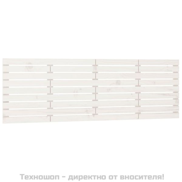 Стенна табла за спалня, бяла, 206x3x63 см, борово дърво масив