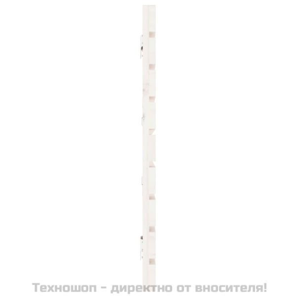 Стенна табла за спалня, бяла, 206x3x63 см, борово дърво масив