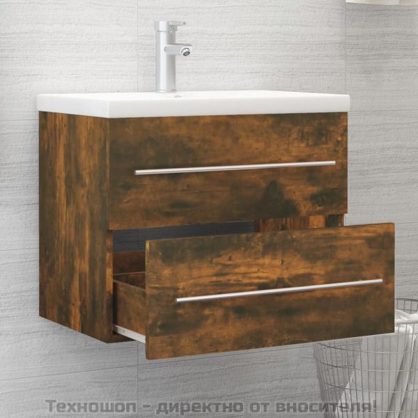 Шкаф за мивка, опушен дъб, 60x38,5x48 см, инженерно дърво