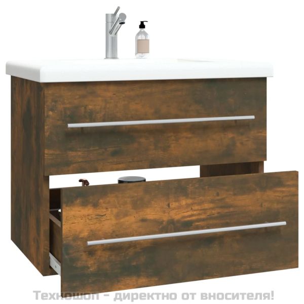 Шкаф за мивка, опушен дъб, 60x38,5x48 см, инженерно дърво