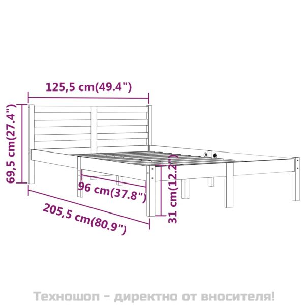 Рамка за легло, бор масив, 120х200 см