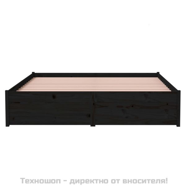 Рамка за легло, черна, масивно дърво, 140х190 см