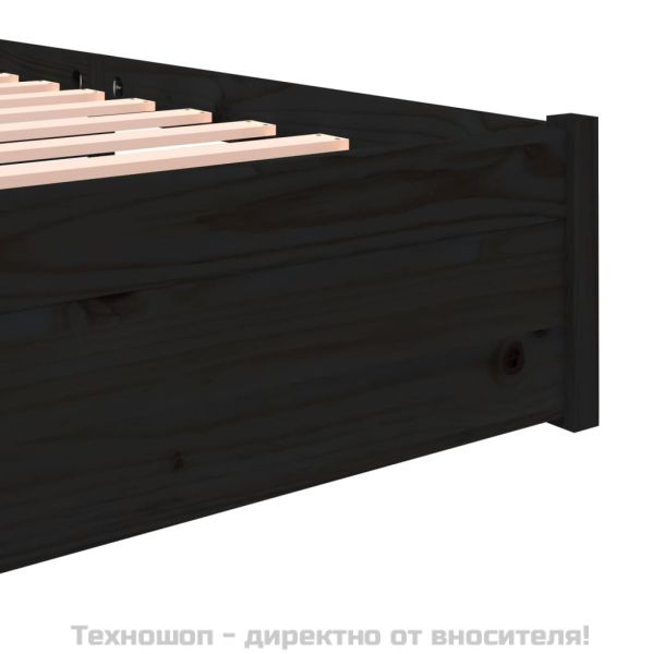 Рамка за легло, черна, масивно дърво, 140х190 см