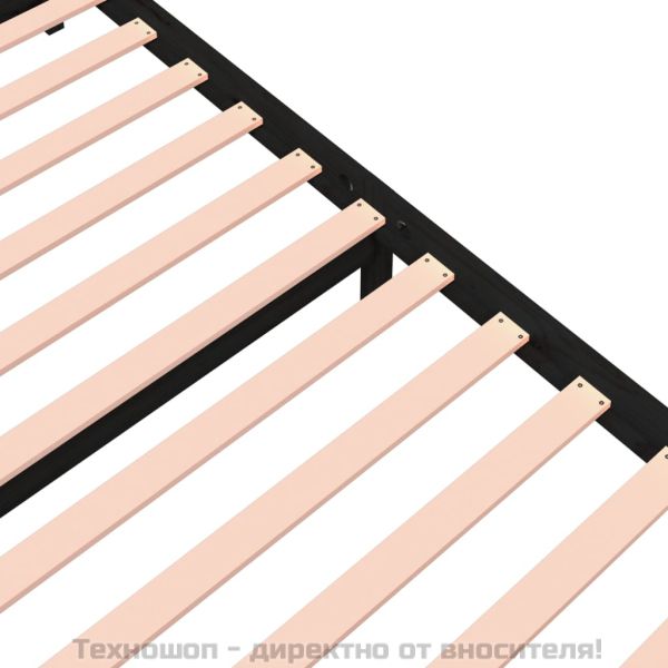 Рамка за легло, черна, масивно дърво, 140х190 см