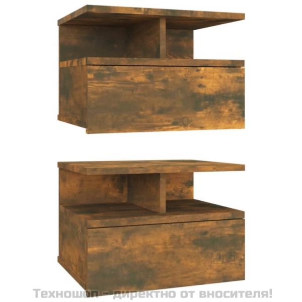 Плаващи нощни шкафчета 2 бр опушен дъб 40x31x27 см инж. дърво