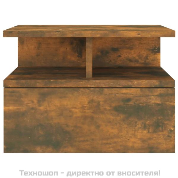 Плаващи нощни шкафчета 2 бр опушен дъб 40x31x27 см инж. дърво