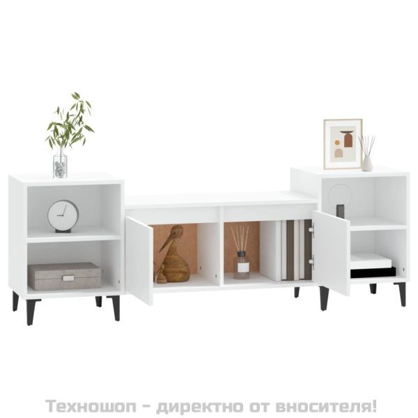 ТB шкаф, бял, 160x35x55 см, инженерно дърво