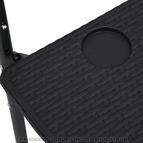 Окачена балконска маса, черна, 60x64x83,5 см, пластмасов ратан