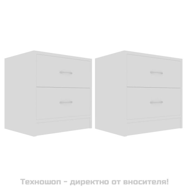 Нощни шкафчета, 2 бр, бели, 40x30x40 см, инженерно дърво