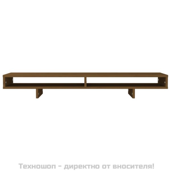 Поставка за монитор, меденокафява, 100x27x14 см, бор масив