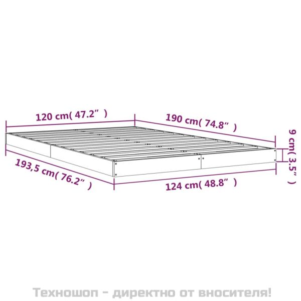 Рамка за легло 120x190 см Small Double масивно дърво бор