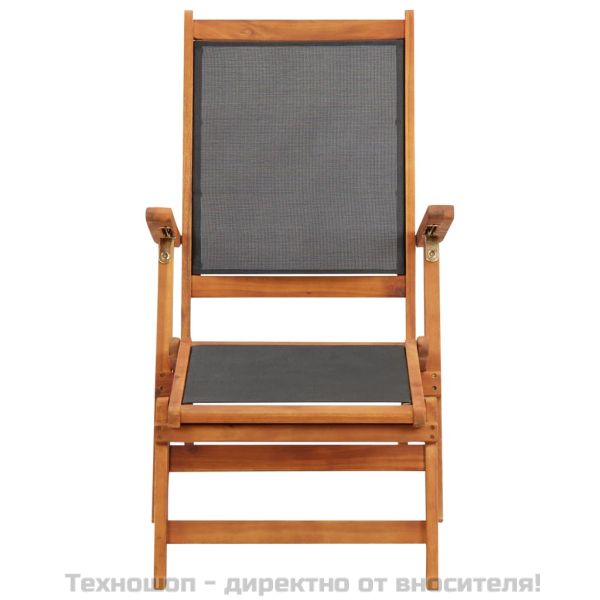 Шезлонг за открито, масивно акациево дърво и текстил