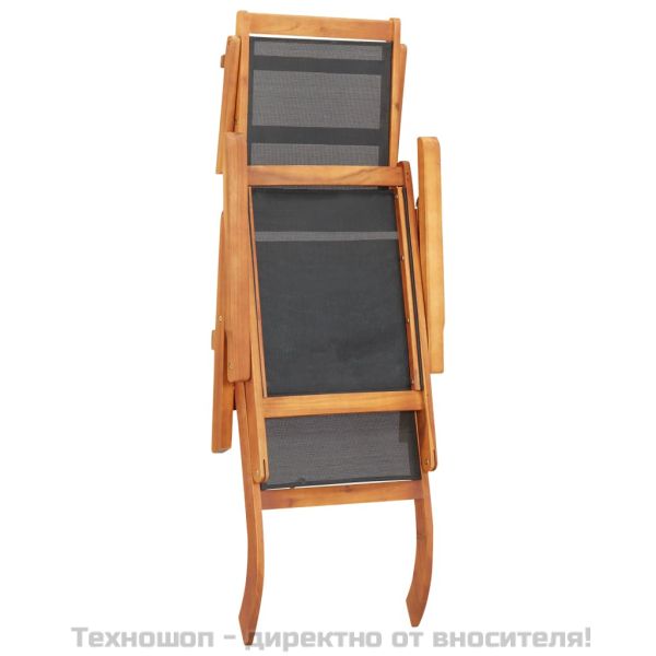 Шезлонг за открито, масивно акациево дърво и текстил