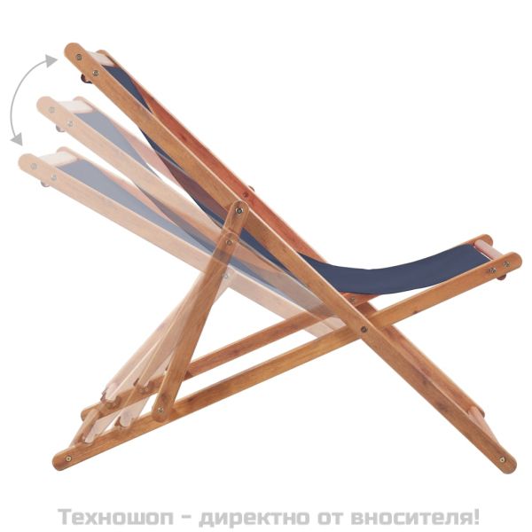 Сгъваем плажен стол, текстил и дървена рамка, син