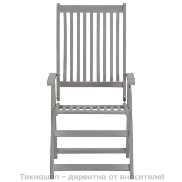 Градински накланящи се столове, 2 бр, сиви, акация масив