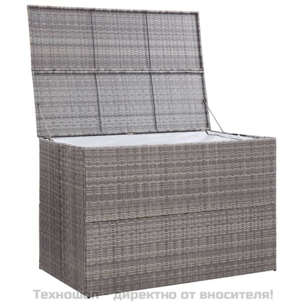 Градински сандък за съхранение, сив, 150x100x100 cм, полиратан