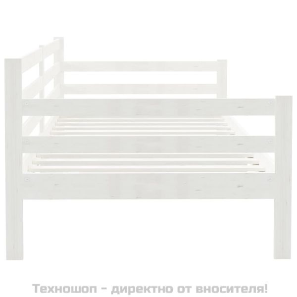 Дневно легло без матрак, бял, борово дърво масив, 90x200 см