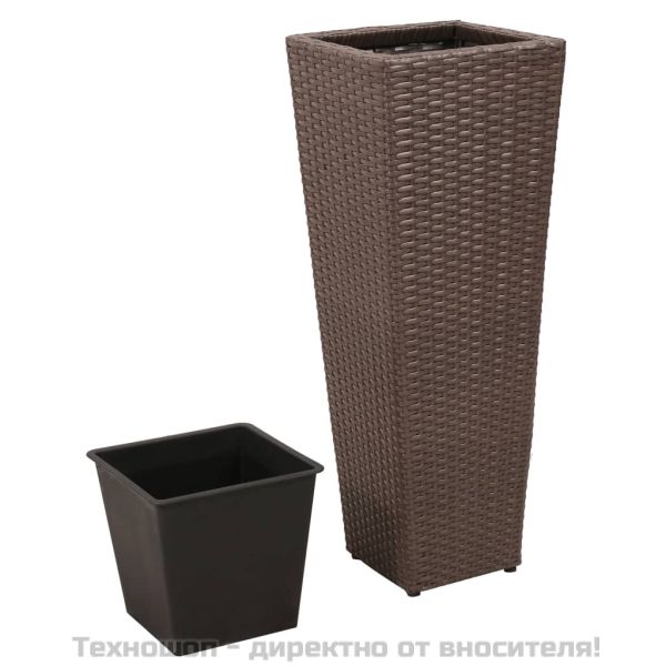 Градински повдигнати лехи, 3 бр, полиратан, кафяви