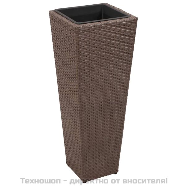 Градински повдигнати лехи, 3 бр, полиратан, кафяви