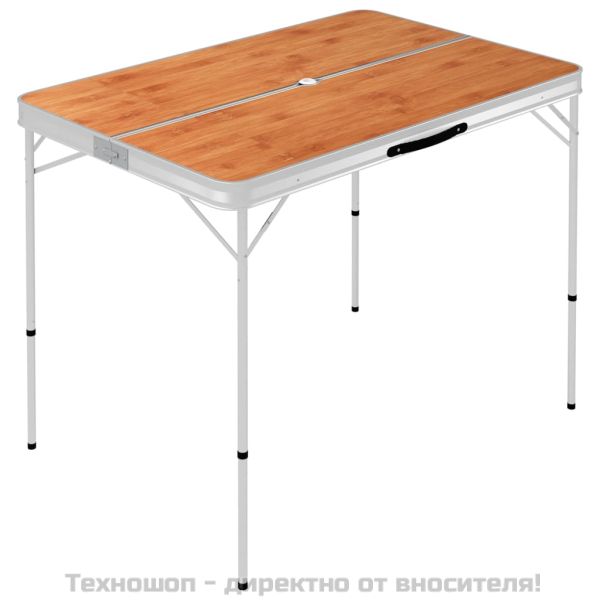 Сгъваема къмпинг маса с 2 пейки, алуминий, кафяво