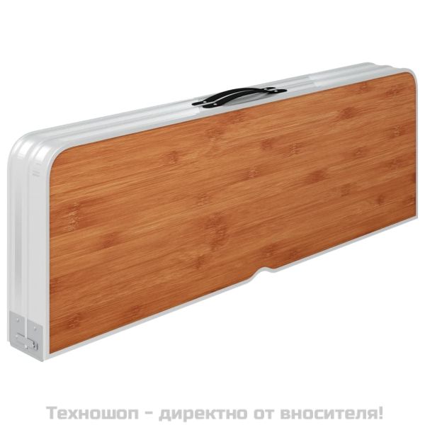 Сгъваема къмпинг маса с 2 пейки, алуминий, кафяво