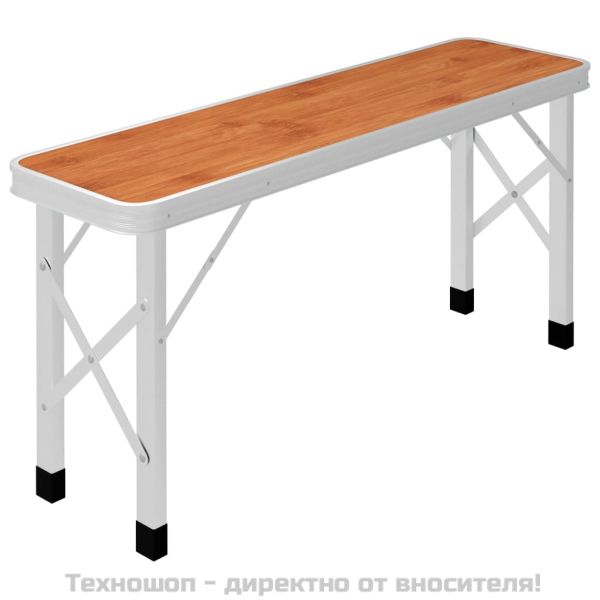Сгъваема къмпинг маса с 2 пейки, алуминий, кафяво