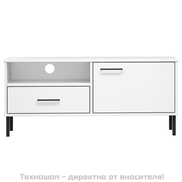 ТВ шкаф с метални крака бял бор масив OSLO