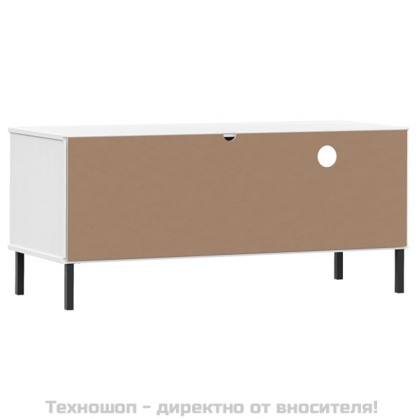 ТВ шкаф с метални крака бял бор масив OSLO