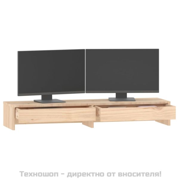 Поставка за монитор, 100x27x15 см, бор масив