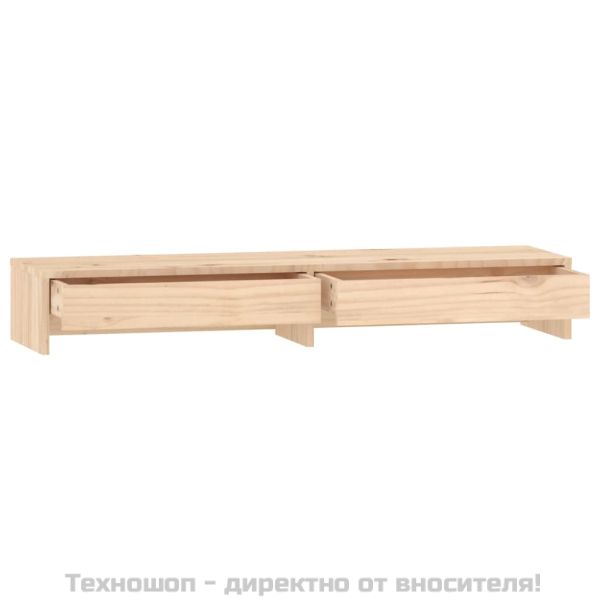 Поставка за монитор, 100x27x15 см, бор масив