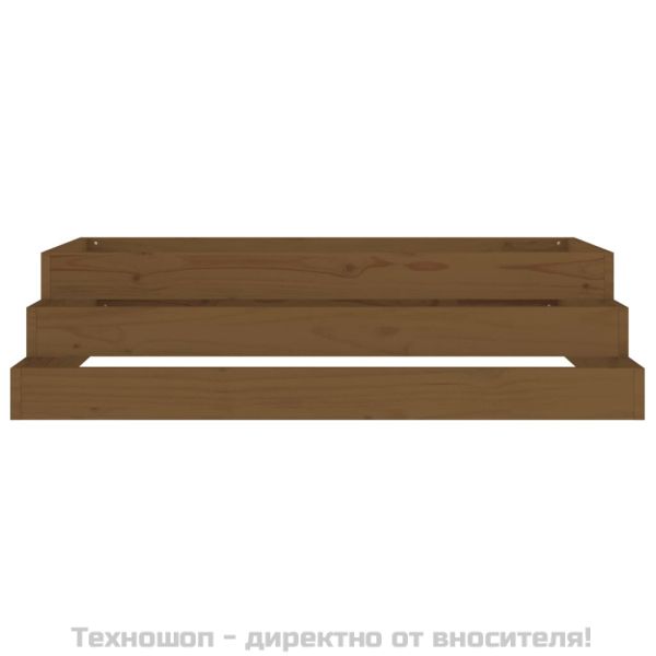 Плантер, меденокафяв, 110x110x27 см, борово дърво масив