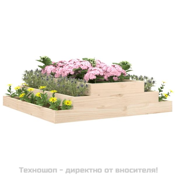 Плантер, 110x110x27 см, борово дърво масив